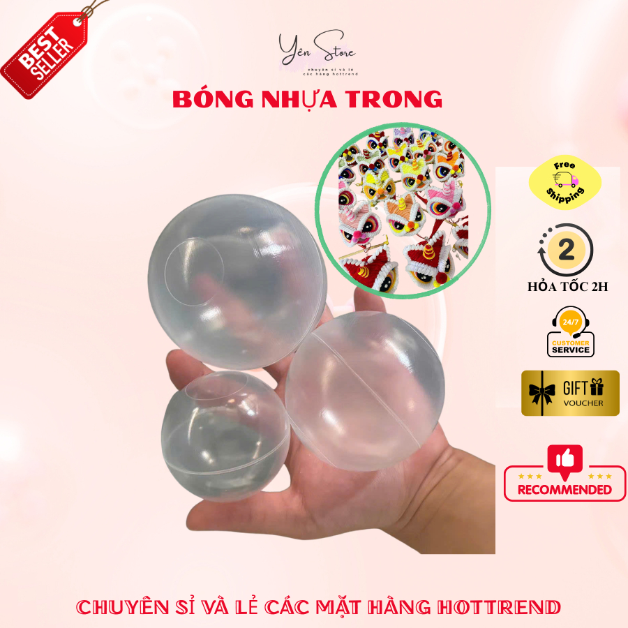 Bóng Nhựa Trong Size 5.5Cm và 8Cm Dùng Làm Đầu Lân, Đầu Thú, Làm Đồ Handmade- YENStoreDIY